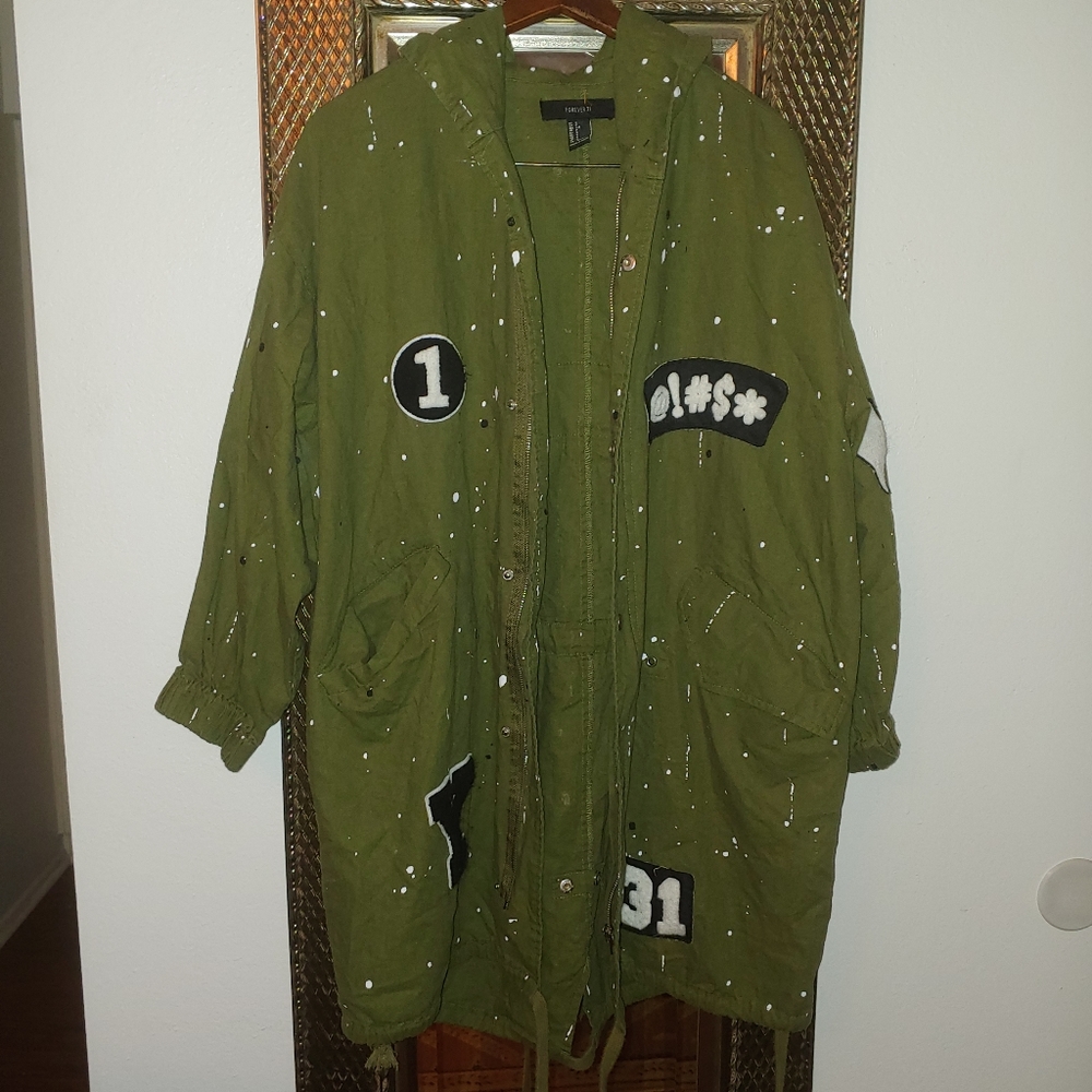 Forever 21 “way up” yeezy s green utility jacket